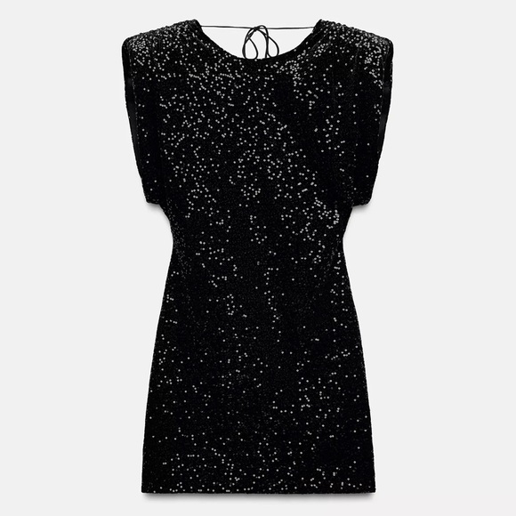 Zara Black Sequin Velvet Dress - perfect for Christmas and new years! - Picture 4 of 5